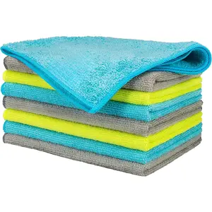Ultra fine fiber cleaning cloth -8 pieces set, 12 x 16 inches, multifunctional cleaning towel, highly absorbent cloth, lint free, no stripe cleaning cloth, suitable for car, kitchen and home use