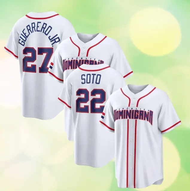 HOT DominicanRepublic Style Baseball Jersey #22 #27 – Retro Sport Streetwear Shirt, Youth Unisex Casual Baseball Outfit, Trendy Game Day Jersey