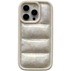 Down Jacket Soft Silicone Transparent Phone case Suitable for iPhone 17 16 15 14 13 12  Pro Max  Comfortable Touch,White,black