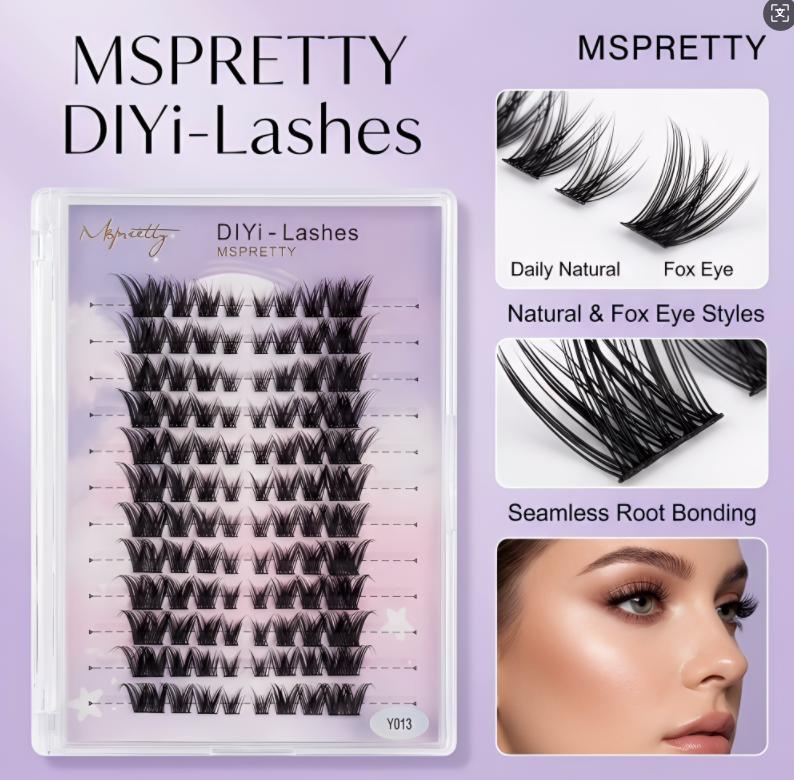 Fox eye style angle wing cluster lashes