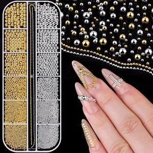 #Summervibes  Mini Nail Art Beads 0.8-3mm, Metal Caviar Beads, Rhinestones, DIY Nail Decorations, Summer Nail Accessories