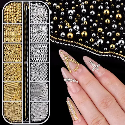 #Summervibes  Mini Nail Art Beads 0.8-3mm, Metal Caviar Beads, Rhinestones, DIY Nail Decorations, Summer Nail Accessories, Nail Decoration Supplies