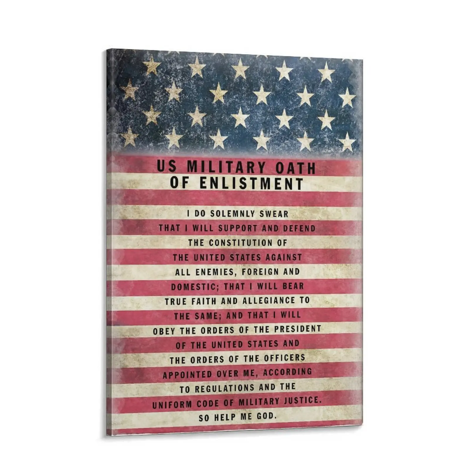 Military Oath of Enlistment Patriotic American Flag Wall ArtDecor Decoration Gift for Soldiers Army Navy Air Force,Marines Coast Guard  Veterans  Vets-UNFRAMED Artwork