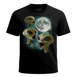 MagicMoon™ | Three Alien Moon, Adult Unisex Cotton Tee, Black