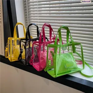 Fashionable Transparent Jelly Tote Bags - Large-Capacity Waterproof Beach Bag, Stylish Women's Vacation & Travel Tote for Moms