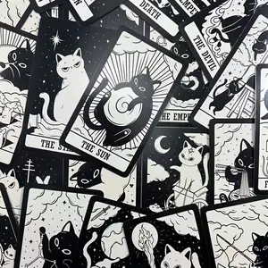 Black Cat Tarot Deck – Cute Kittens Fortune Telling Game with Mystical Symbols, The Empress, The Moon, and The Sun Cards, Fun Board Game for Cat Lovers