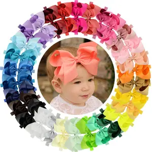 Headbands 6 Inch 30 Colors Boutique Grosgrain Ribbon Hair Bows Big Baby Girls Bows Headbands for Baby Girls Infants Toddler Kids Teens and Children