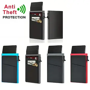 Ultra-Slim RFID Blocking Multifunctional Wallet for Men - 2 PCS Automatic Pop-Up Card Holder with Money Pocket, Aluminum Alloy Minimalist Business Anti-Degaussing Credit Card Case