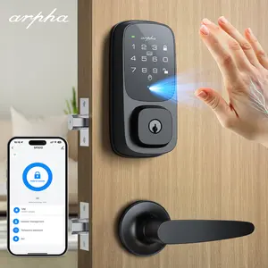 ARPHA SP300 Keyless Entry Smart Door Lock, Palmar Vein Recognition Deadbolt with Handleset for Front Door, Built-in WiFi, App-Control, Voice Control, NFC, knob