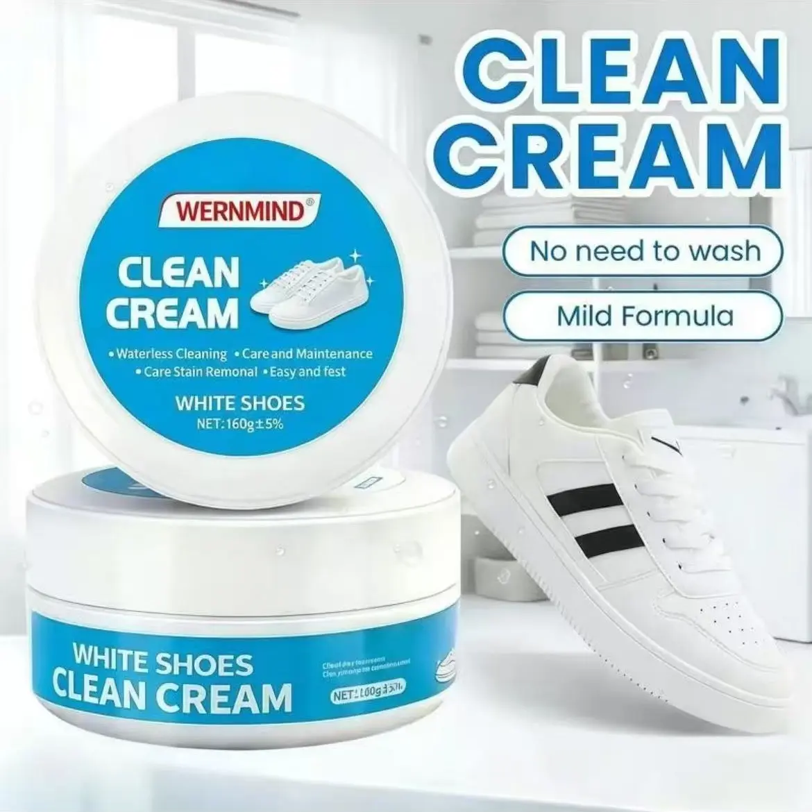 Shoe Cleaner Cream, Footwear Cleaner for quick stain removal and bleaching, Shoe Paste Cleaning, Sneaker Stain Remover, suitable for whites, yellows, leather, sports shoes, shoe polish, easy to apply