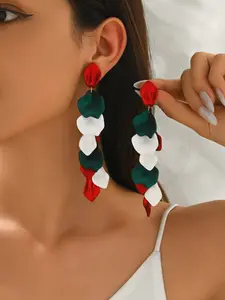 Women's Fashion Dangle Earrings Acrylic Rose Petal Long Tassel Pendants, Elegant Gift for Daily Wear and Parties, All Seasons, Jewelry Gifts