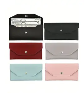 Minimalist Faux Leather Cash Envelope Wallet - Burgundy Budget Organizer with Card Slots for Women (Reusable Money Pouch)