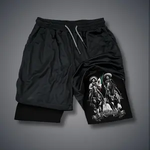 [Viral] 80s 90s Double-Layer Sports Shorts Graphic Shorts Black Camo Streetwear Shorts Men Outfits Men Vacation Outfits Shorts