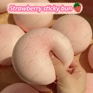 Strawberry Moist Slow Rising Bread Bun Squishy Toys Soft Sensory Fidget Toy for Stress Anxiety Relief ADHD Gift for Kids Adults