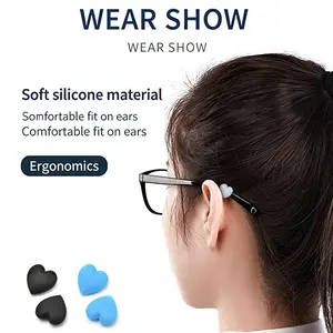 Heart-Shaped Silicone Glasses Ear Hooks, Anti-Slip Eyeglass Temple Tips, Soft Comfortable Ear Grip Pads