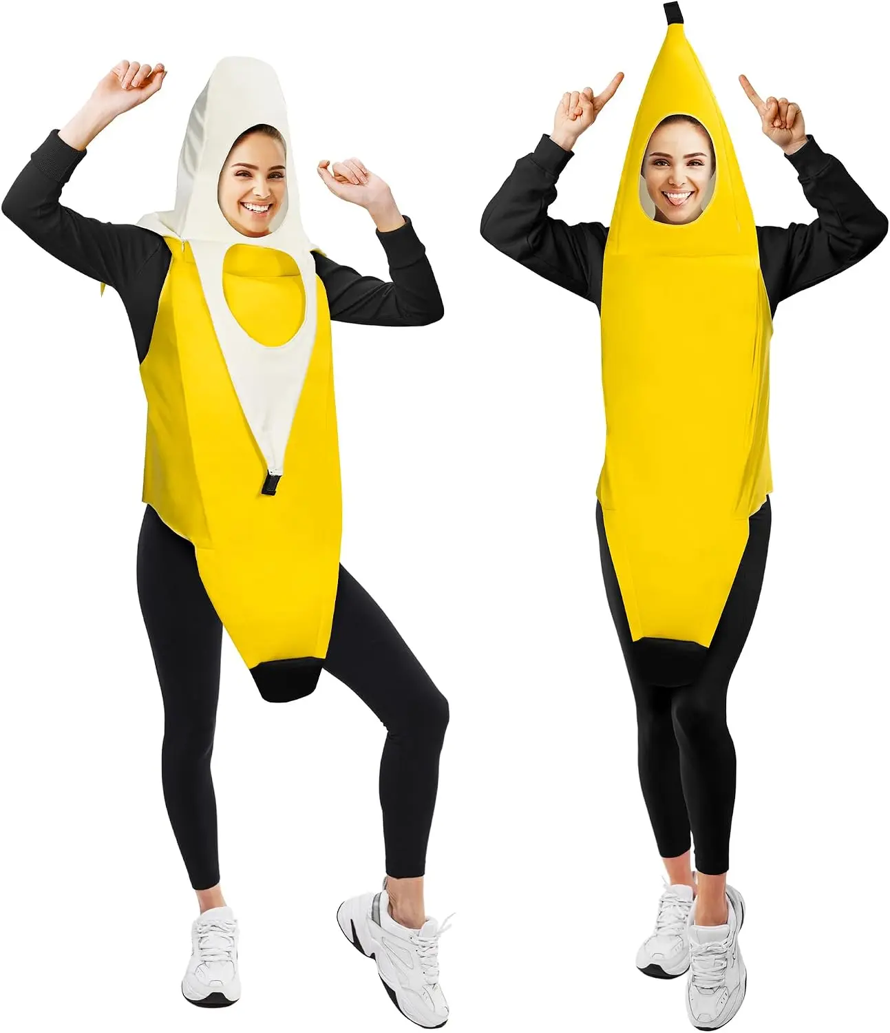 Banana Costume Adult Suit, Crazy Funny Banana 2026 Halloween Costume for Men Women Teen, Silly Peely Banana Hat FruitGift.