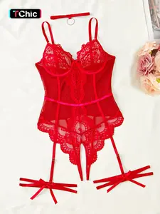 Women's Sexy Christmas Set, Four-Piece Tight-Fitting Plain Design, Comfortable Thin Fabric, Soft Comfy Lingerie Underwear Sets, Perfect for All Seasons