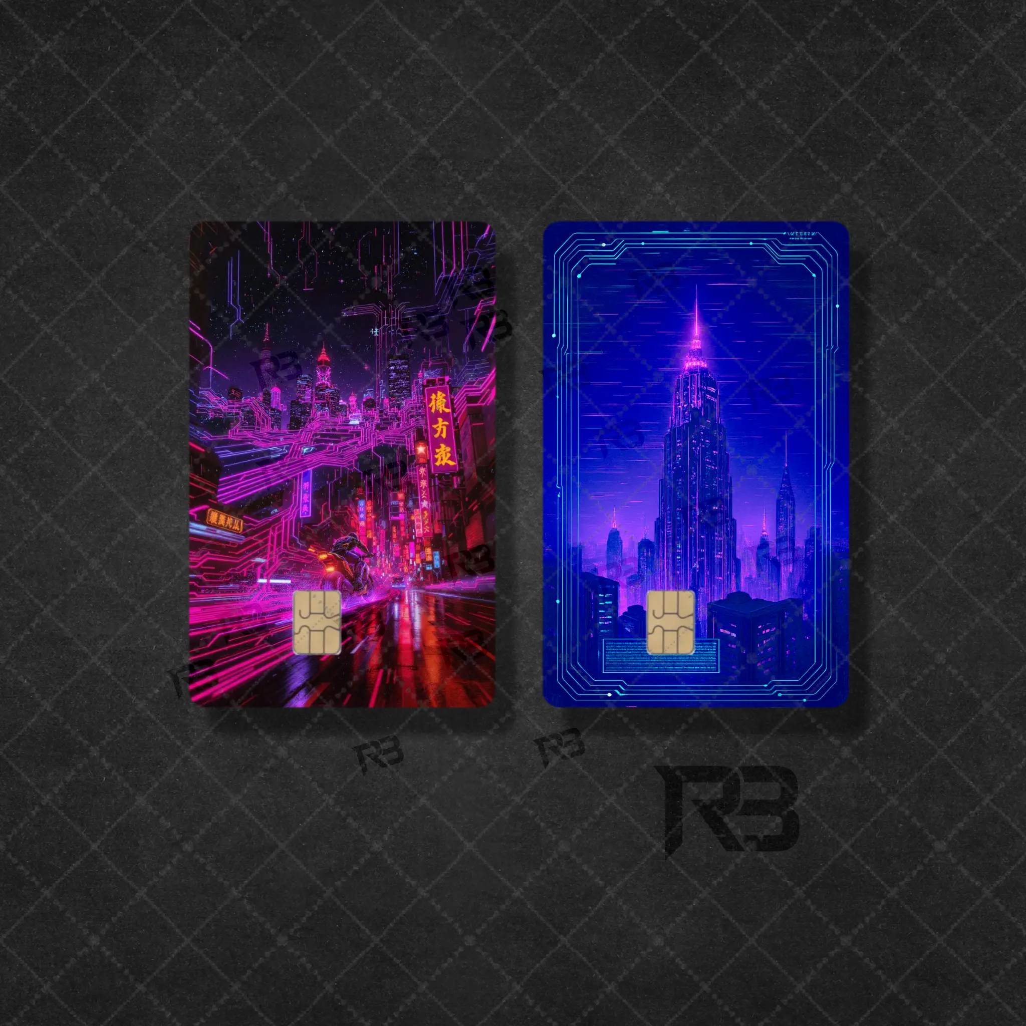 Cyberpunk Aesthetic City Skyline Sticker Cover for Debit Card or Credit Card