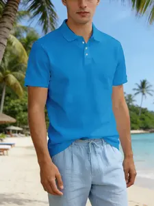 Men's Casual Sports Polo Shirt, Breathable Sweat-Wicking, Pure Color Collar Design, 100% Polyester Fiber, Summer Essential
