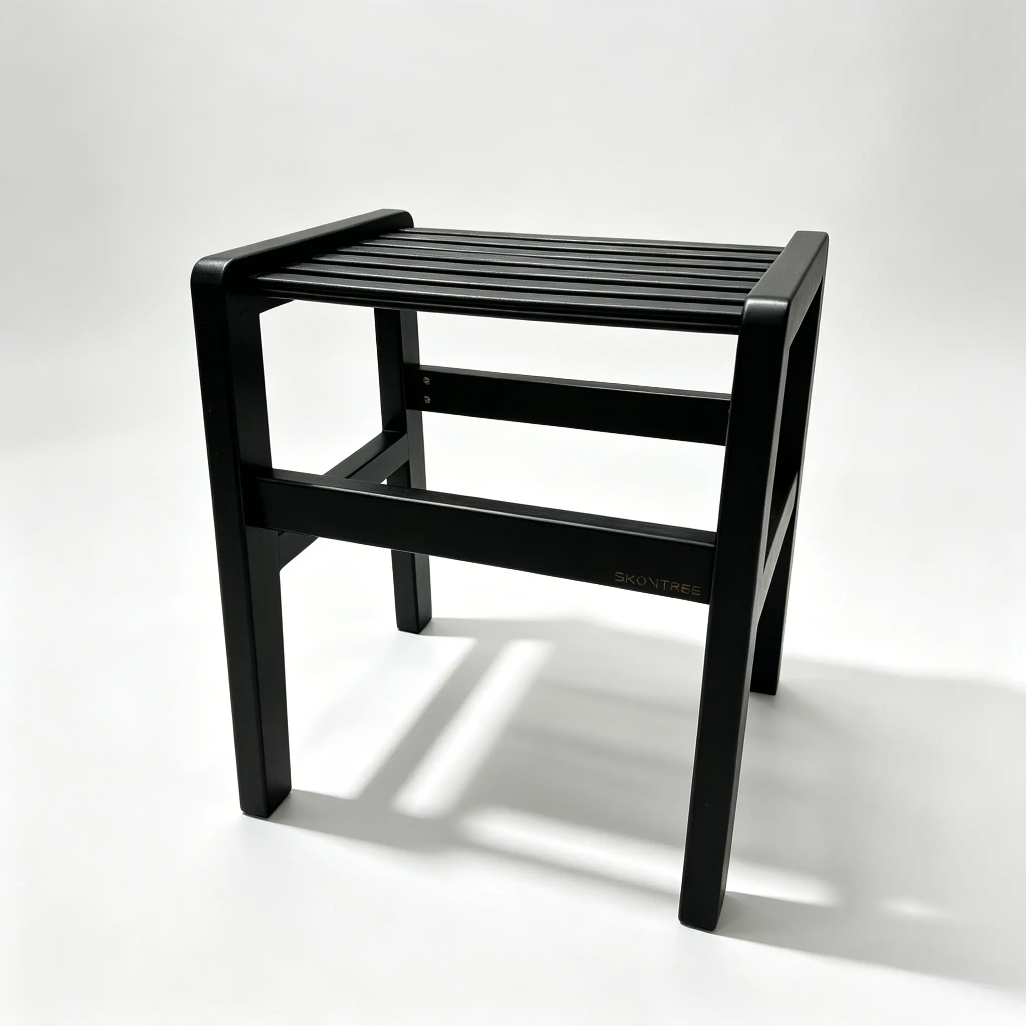 Multifunctional Black Bamboo Shower Stool - Non-Slip ft, Sturdy Stable Mold-Resistant Bathroom Bench, Natural Bamboo Spa Seat, Everyday Use Side Table & Plant Stand
