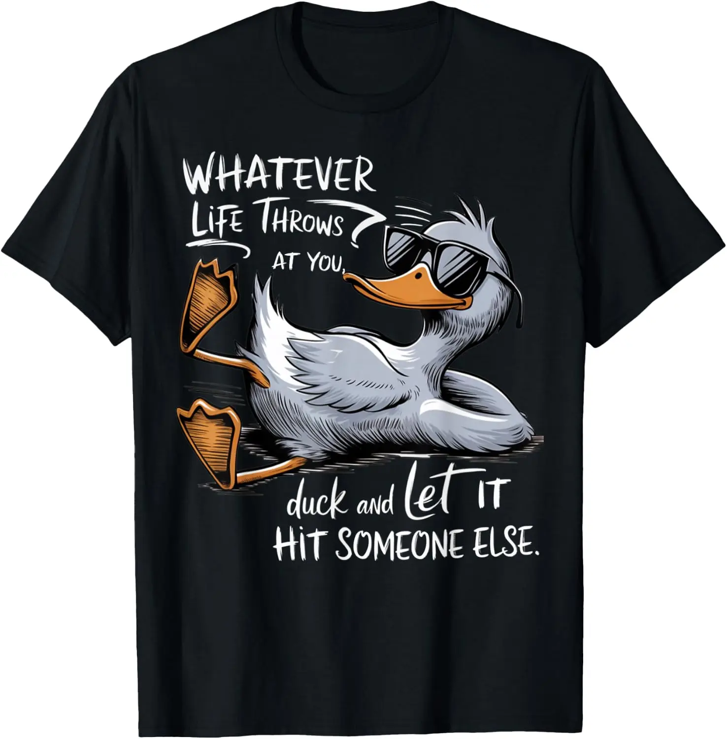 Unisex Relaxed Fit Short-Sleeve Funny Duck Graphic Sports Top, Humorous Quote Vintage Casual Streetwear Apparel