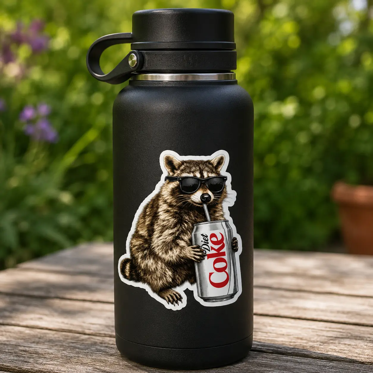 Raccoon with Diet Coke Sticker | Cute Animal Vinyl Sticker | Funny Aesthetic Decal |