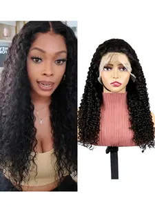 100% Human Hair Curly Front Wig, 13x4 Jerry Curl, 200% Density, Natural, Transparent Lace, Multiple Sizes 18-30inch