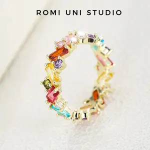 Sparkly Rainbow Multi-Color Gemstone Ring — Shiny Cubic Zirconia Band that Catches Every Light, Perfect for Daily Wear, Brunch Dates & Summer Outfits