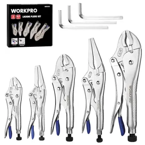 WORKPRO 5-Pack Pliers Set Curved Jaw Pliers, Fast Release with 3-pack Hex Keys