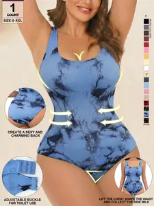 Women's Shapewear Jumpsuit, Waist Cinching Butt Lifting Square Neck Sleeveless Abdominal Control Vest, Comfortable Yoga Bodysuit