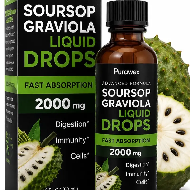 Soursop Graviola Liquid Drops, 2000mg - Fast Absorption Healthcare Daily Wellness Support - 2 oz magnesium complex