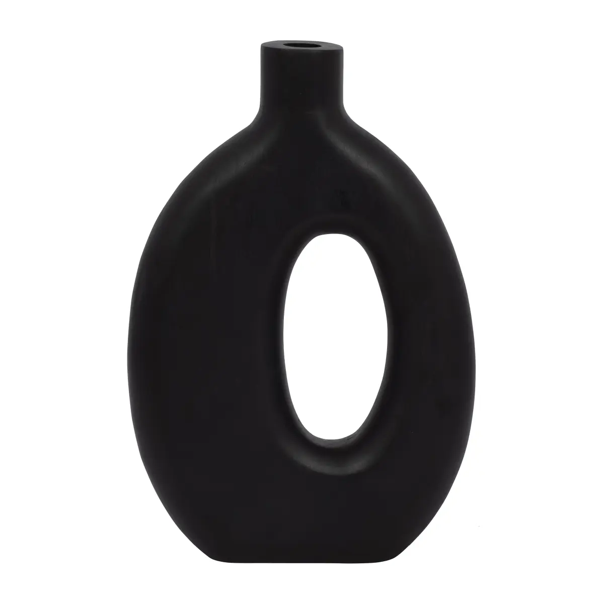 Sagebrook Home 17558-03 14 in. Black Rustic Wooden Decorative Vase - Artistic Design, Entryway Centerpiece, Home Decor Accessory