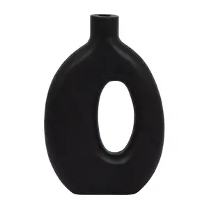 Sagebrook Home 17558-03 14 in. Wood Cut-Out Vase, Black