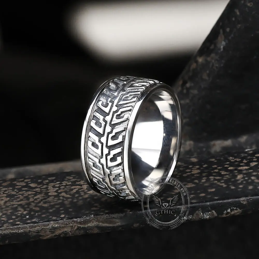 GTHIC Tire Stainless Steel Biker Spinner Ring Band Ring for Men Fashion Accessories Daily Wear Minimalist Jewelry