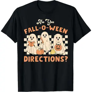 Retro are You Fall O Ween Directions Teacher Halloween Ghost T-Shirt,Unisex,Made in USA,Graphic tees
