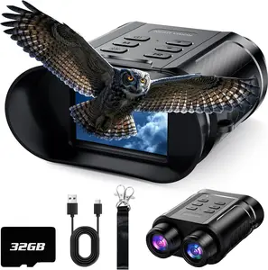 Night Vision Goggles 4K HD IR Binoculars with 8X Digital Zoom Rechargeable Battery 32GB Card Flashlight for Camping Hunting Security Surveillance Outdoor Exploration Gift for Men Dad Husband