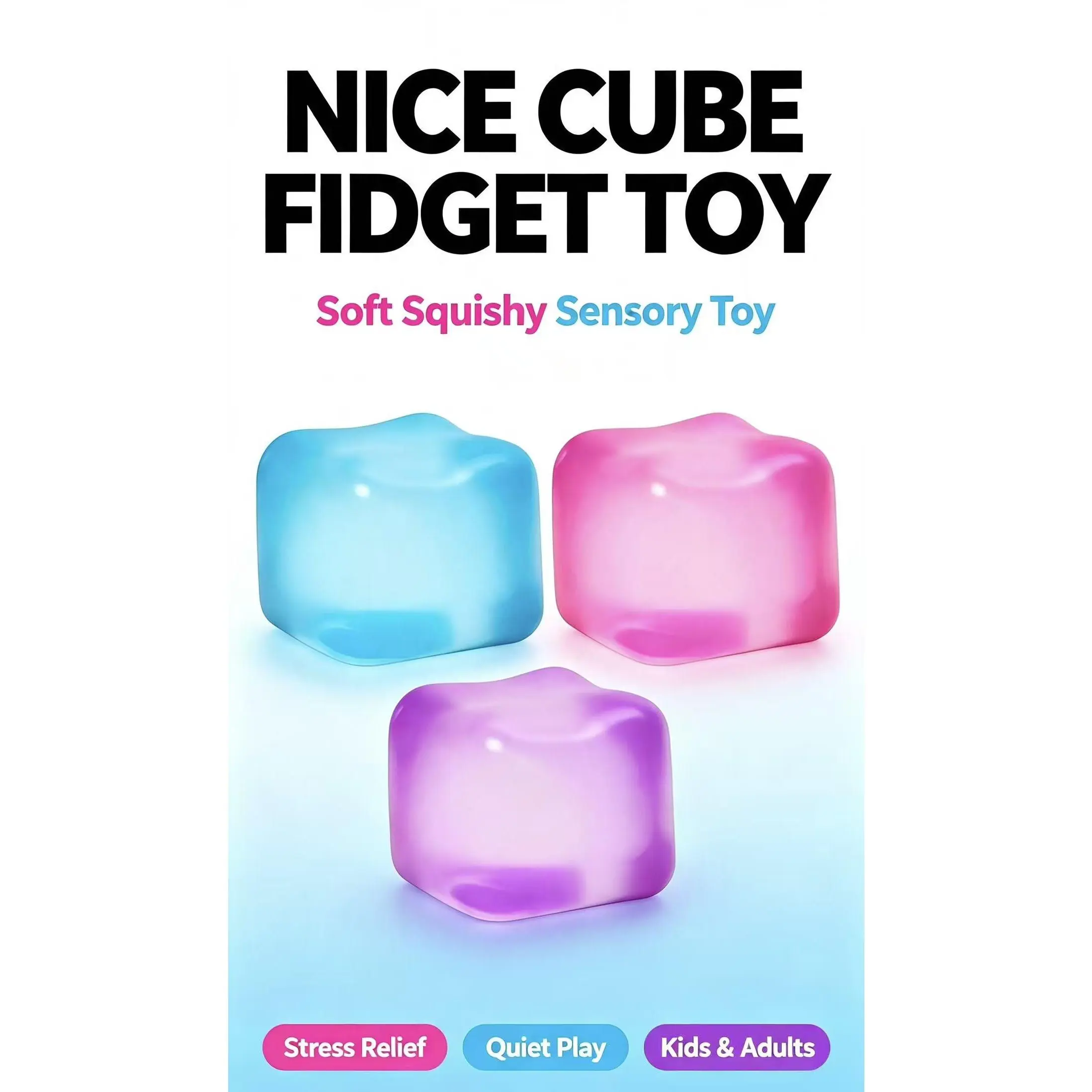 Nice Cube Fidget Toy Soft Squishy Sensory Toy for Stress Relief Quiet Play Kids & Adults