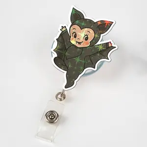 Halloween Bat Baby Badge Reel – Cute Sparkle Bat Costume ID Holder – Spooky Nurse Badge Reel for Teachers, Students, Nurses & Fall Work Gift