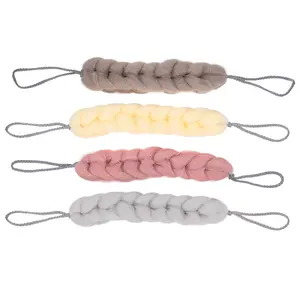Unique Bargains 4 Pcs Long Stretch Back Sponge with Rope Handles for Shower, Long Bath Sponge for Body Clean, Beige Gray Khaki Pink
