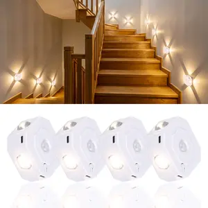 LEDDOTEC smart sensor three-color LED wall light, USB powered, magnetic adhesive installation, dimmable multicolor ambient lighting, three switch modes, built-in battery, sensor mode, indoor lighting suitable for bedrooms and staircases.