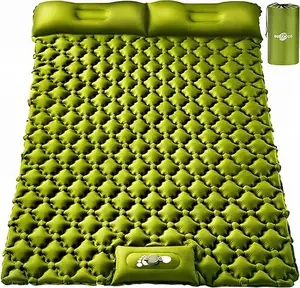 Camping Sleeping Pad, Ultralight Self Inflating Camping Pad 2 Person with Pillow Built-in Foot Pump for Camping, Hiking - Airpad, Carry Bag, Repair Kit1