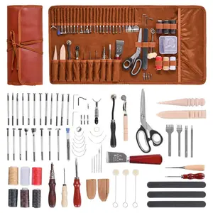 fathersdaygift VEVOR Leather Working Tools Kit, 72 PCS Leather Craft Tools with Portable Leather Storage Bag, Engraving Punching Sewing Stamping Sanding Tools, Ideal for Beginners DIY Enthusiasts and Professionals