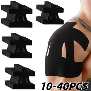 10/20/30/40 PCS Precut Kinesiology Tape for Shoulder Pain Relief – Waterproof, Breathable & Elastic Athletic Tape for Shoulder Support, Muscle Relief, and Sports Performance (Black)