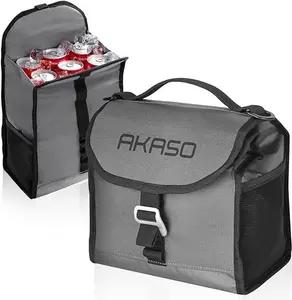AKASO Cooler Lunch Bag Packable Lunch Box 12 Can Cooler Bag with Adjustable Shoulder Strap for Office Picnic