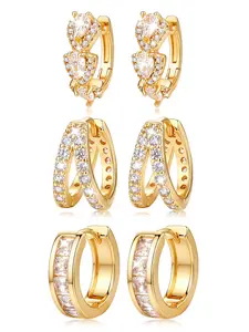 3-pair earrings set of niche exquisite earrings for women, fashionable and elegant jewelry， Mother's Day gifts,teenage girl accessories, Casual Trendy Jewelry，accessories for women，birthday gifts for gf,14k gold-plated