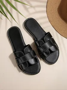Women's Open Toe Hollow Out Design Slip-On Sandals, Comfortable Fashion Casual Rubber Shoes for Daily Wear and Outdoor Activities