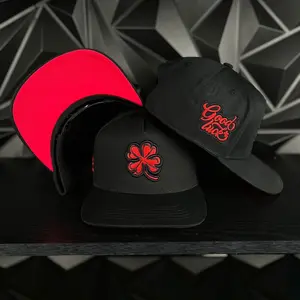 Clover SnapBack hat- black/red