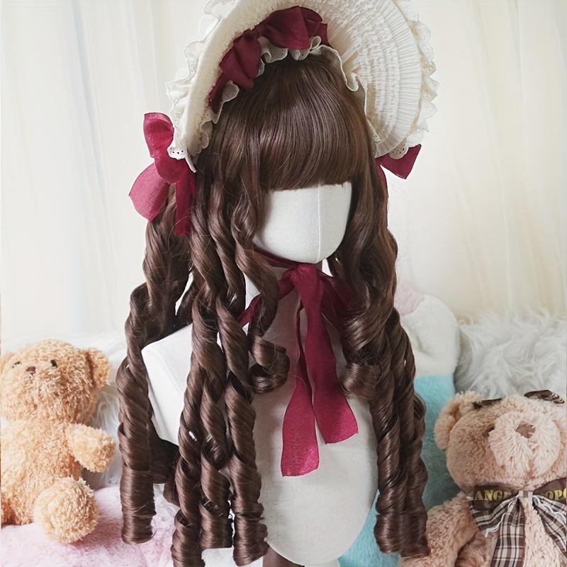 24 Inch Long Roman Curl Wig Princess Wig Bangs Black Blonde Coffee Color Elegant Party Cosplay for Adults