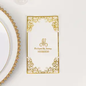 100-Pack Paper Dinner Napkins 2-Ply Personalized Monogram with Foil Lace Design White - Soft Initial Party Napkins