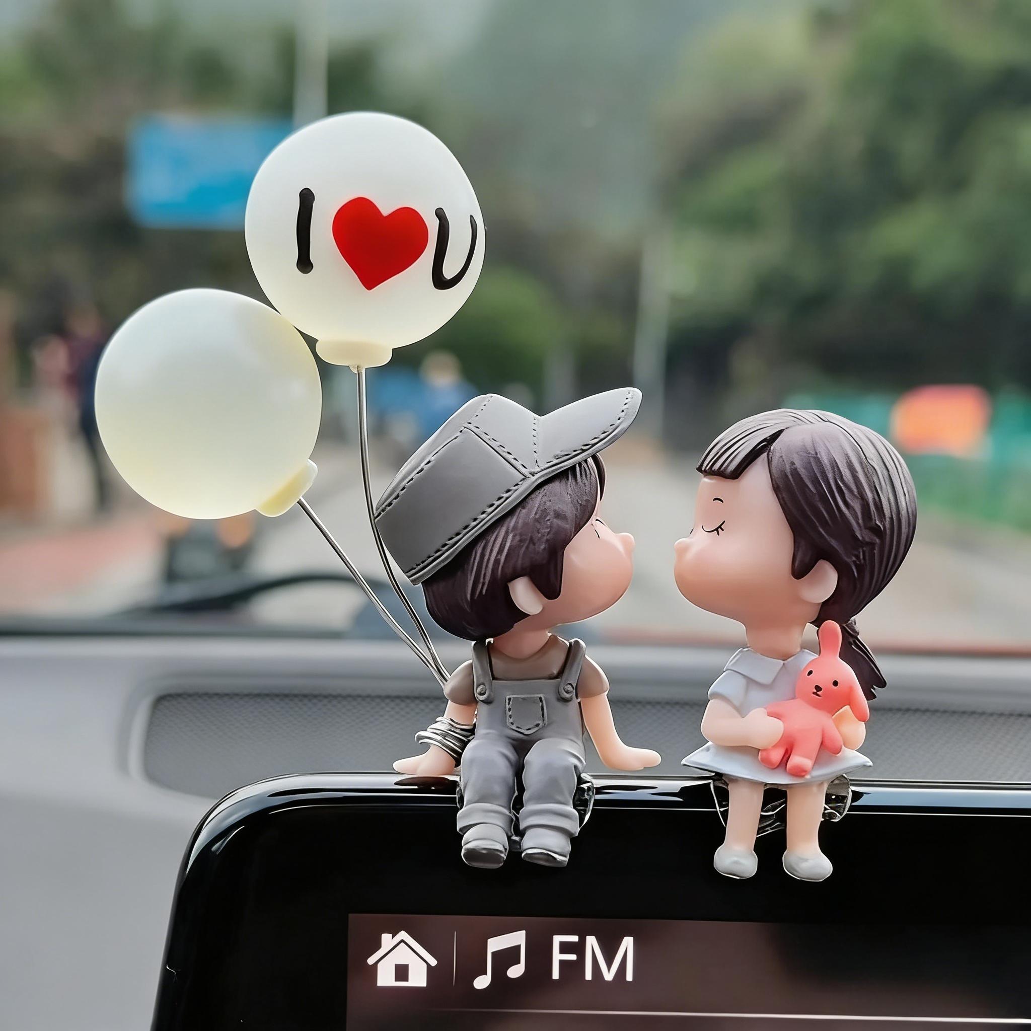 Cute Couple Car Ornament - Viral Accessories For Car Perfect for TikTok Shop Advent & Birthday Valentine's Day Gift of Sweet Commitment Natural Materials Safe Durable Easy Fixing